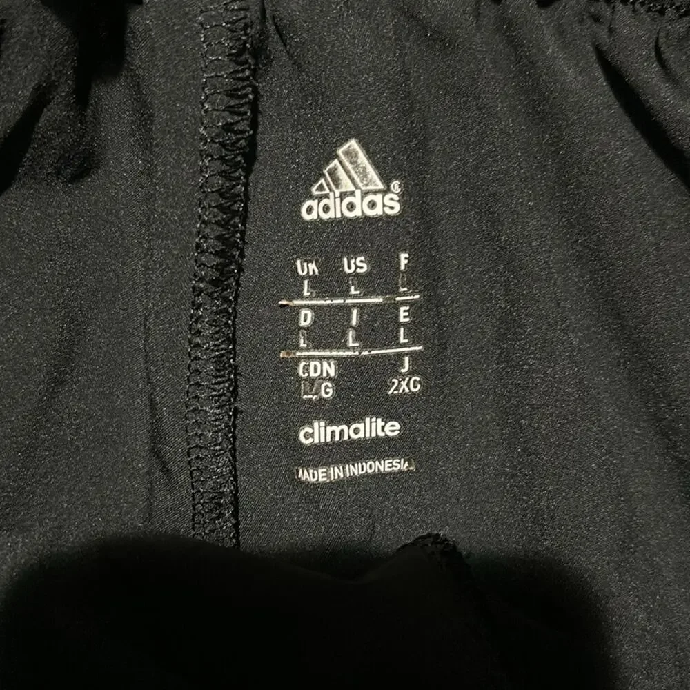 adidas L black climalite drawstring closure grey reflective accents pockets euc